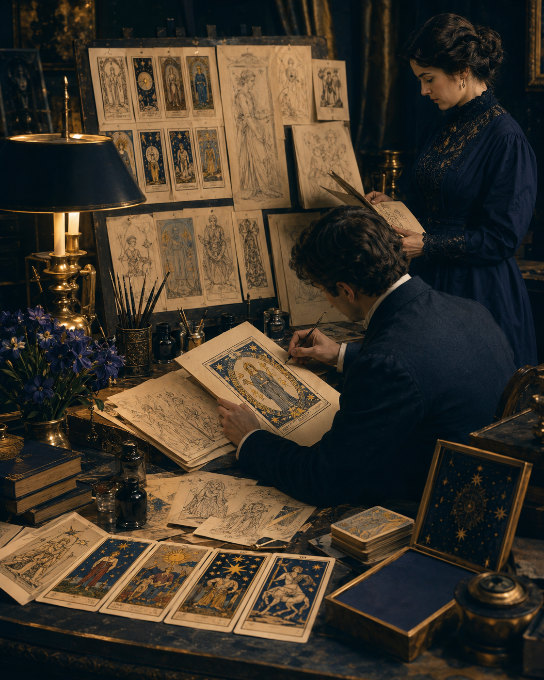 Early twentieth-century-inspired artists developing a coherent illustrated card sequence