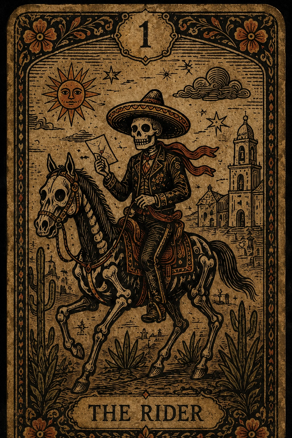 The Rider, card 1 from the Alma Velada Lenormand deck