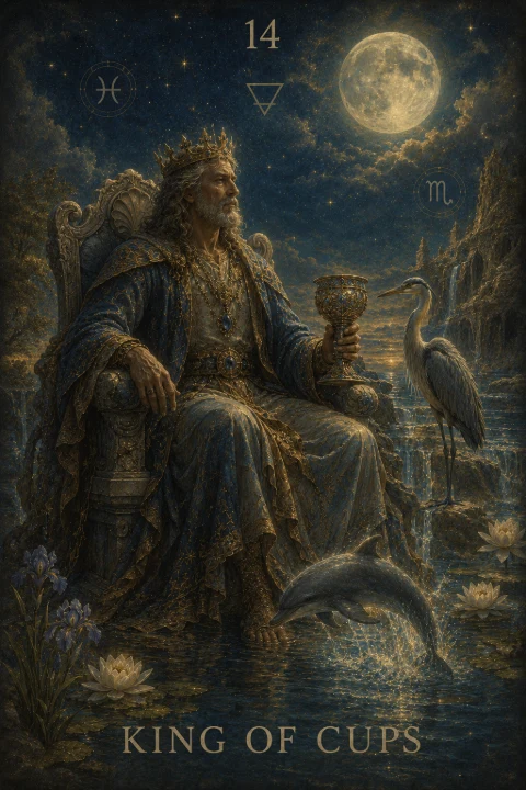 King of Cups from the Veilrise Arcana tarot deck