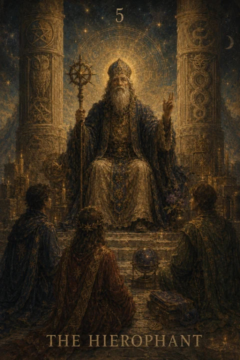 The Hierophant from the Veilrise Arcana tarot deck