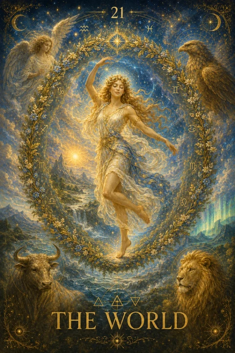 The World from the Veilrise Arcana tarot deck